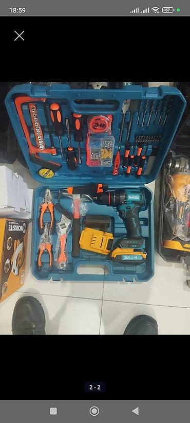 hacar desti: Makita tərzində akkumulyatorlu matkap/şurupkaydıran və alətlər dəsti — 1