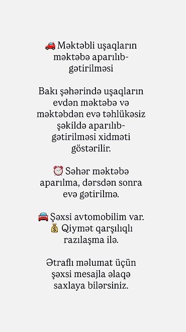 Sərnişin daşımaları: Minik avtomobili, Bakı - 4 Oturacaq — 1
