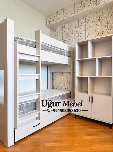 Uşaq otağı üçün ikimərtəbəli çarpayı və açıq rəfli şkaf dəsti - lalafo.az -da Uşaq otağı üçün ikimərtəbəli çarpayı və açıq rəfli şkaf dəsti -