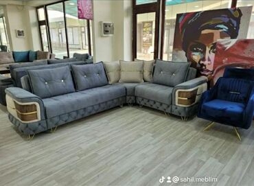 Divan və kreslo dəstləri: Künc divan, Pufik, Bazasız, Açılmayan — 22