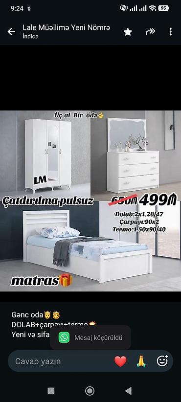 Gənc oda🤴👸 DOLAB+çarpayı+termo💥 Yeni və sifarişlə Qiymət lalafo.az -da Gənc oda🤴👸 DOLAB+çarpayı+termo💥 Yeni və sifarişlə Qiymət