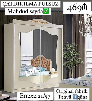 Шкафы: İki qapılı sürgülü güzgülü şkaf - Rəng: krem - Üst hissədə dekorativ — 1