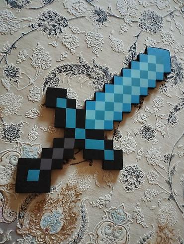 очки майнкрафт: Пиксельный меч в стиле Minecraft (бирюзовый). - Материал: плотный — 2