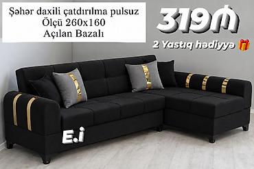 Künc divan – açılan, bazalı model - Ölçü: 260 x 160 sm - Rəng: qara lalafo.az -da Künc divan – açılan, bazalı model - Ölçü: 260 x 160 sm - Rəng: qara