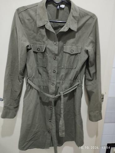 tunike prodaja: Odlična H&M maslinasto zelena košulja-haljina / vl 38 sa — 4