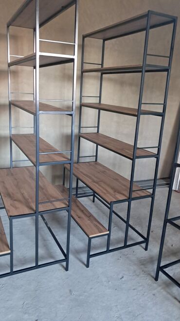 Книжные полки: Металлическая - Тип: Стеллаж - Стиль: Лофт/Индустриальный - Материал — 5