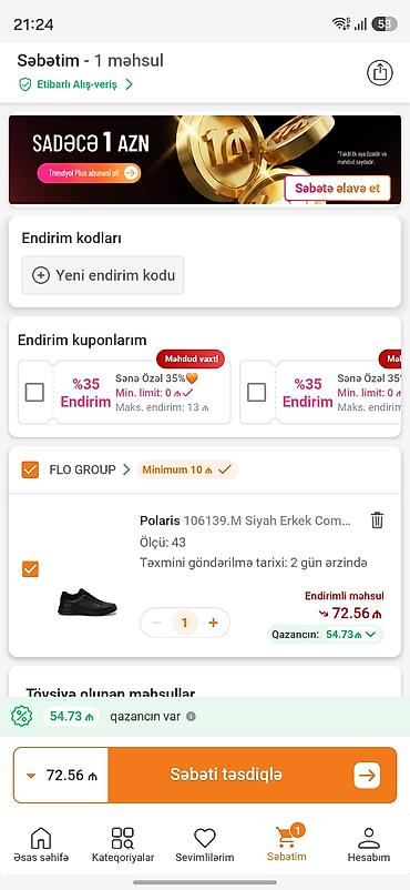 "Polaris 5nokta" ayaqqabı yenidir. material dəridir. ölçü 43 lalafo.az -da "Polaris 5nokta" ayaqqabı yenidir. material dəridir. ölçü 43