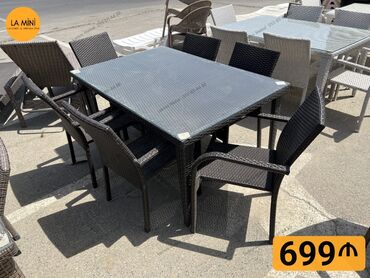 Yataq otağı dəstləri: Balkon üçün, Açılmayan, Dördbucaq masa, 6 stul