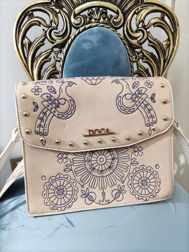 Τσάντα :Doca shoulder bag με μπεζ και μπλε λεπτομέρειες 🤎(υπάρχουν και