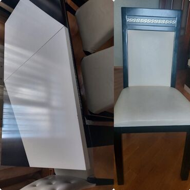 stol dəsti: Qonaq otağı üçün, İşlənmiş, Dördbucaq masa, 6 stul