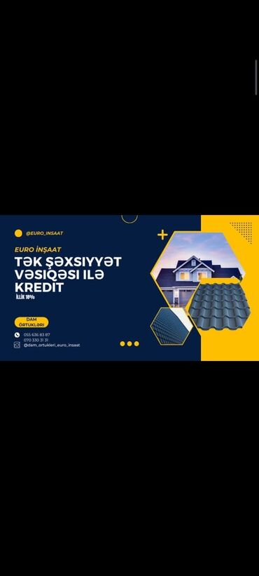 taxta divar panelleri: Metal dam örtükləri, Zəmanətli, Kredit var