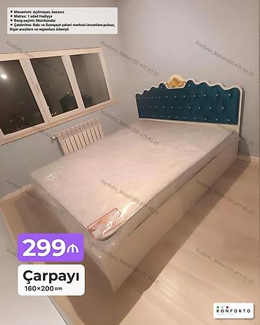 islenmis matras: Çarpayı – 160×200 sm • Model: Açılmayan, bazasız mexanizm • Ölçü — 1