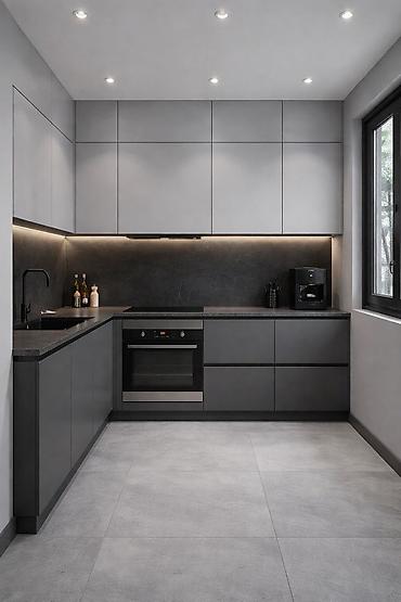 Кухонные гарнитуры: Кухонный гарнитур, цвет - Серый, МДФ — 10