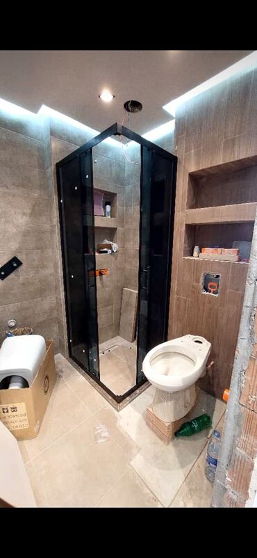 Duş kabinaları, arakəsmələr: Yeni Üstü açıq kabina, Künc üçün, Pulsuz çatdırılma — 6