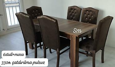 sac stolu: Yemək otağı dəsti – 1 masa + 6 stul - Masa: taxta fakturalı — 2