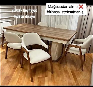 restoran is: Qonaq otağı üçün, Yeni, Açılmayan, Dördbucaq masa, 6 stul — 1