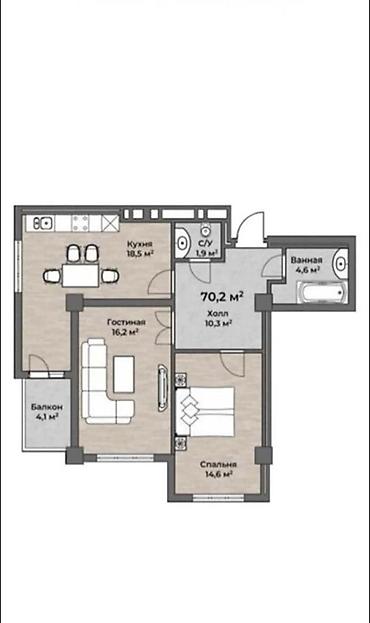 старые квартиры: 2 комнаты, 70 м², ул. Горького / Алматинка Элитка, 11 этаж, ПСО (под самоотделку) — 5