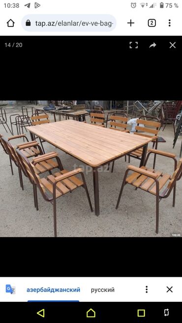 Bağ, çöl masa və oturacaq dəstləri: Yeni, Dördbucaq masa, 4 stul, Açılmayan, Stullar ilə, Taxta, Azərbaycan — 15