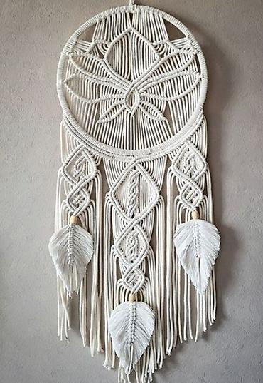 Digər ev dekoru: Makrame divar bəzəyi – əl işidir - Material: 100% pambıq iplər, taxta — 20