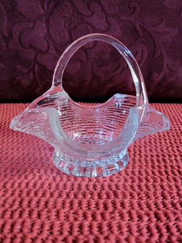 Ostali kućni dekor: Korpica nova vintaz,duvano staklo. Nova korpica na korpi u staklu — 1