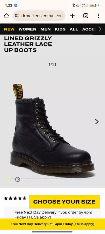 размер 38 ботинки: Мужские ботинки, 41, Dr. Martens, Б/у, цвет - Черный, Платная доставка