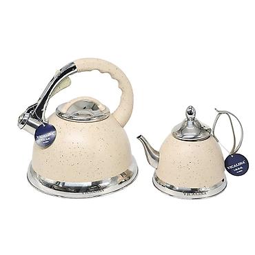 Çay dəsti, rəng - Bej, Metal