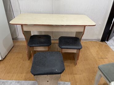 мебель спальный: Ашкана үстөлү жана отургуч, түсү - Саргыч боз