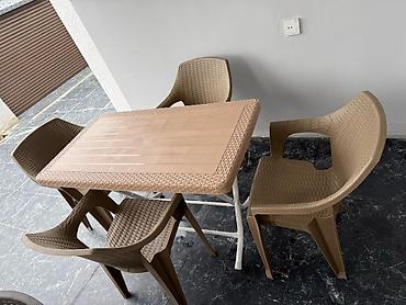 Bağ, çöl masa və oturacaq dəstləri: Yeni, Dördbucaq masa, 6 stul, Açılan, Skameykalar ilə, Plastik, Türkiyə — 10