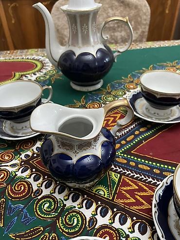 cay: Çay dəsti, rəng - Göy, Farfor, 6 nəfərlik — 8