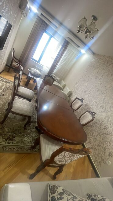 письменный стол баку: Qonaq otağı üçün, İşlənmiş, Açılmayan, Oval masa, 6 stul