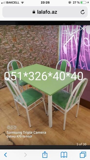 Masa və oturacaq dəstləri: Qonaq otağı üçün, Yeni, Açılan, Dördbucaq masa, 4 stul — 25