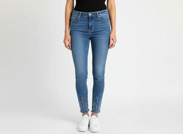 srebrne jeansy: Redseventy, Jeansy damskie, rozmiar M