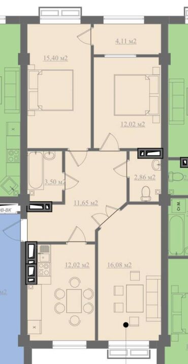 квартира в рассрочку на 10 лет: 3 комнаты, 77 м², Элитка, 4 этаж, ПСО (под самоотделку)