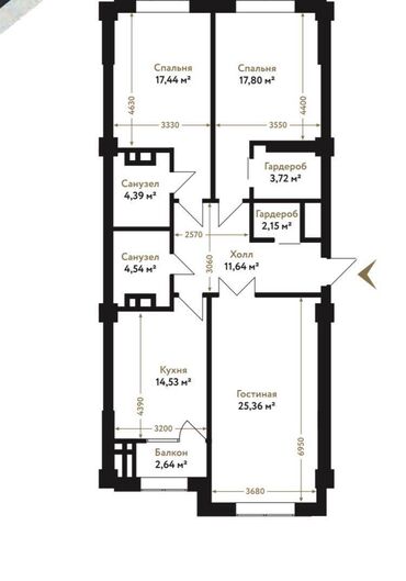 Отели и хостелы: 3 комнаты, 105 м², Элитка, 10 этаж