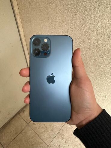 ayfon iks: IPhone 12 Pro Max, 256 GB, Pacific Blue, Simsiz şarj, Face ID, Sənədlərlə