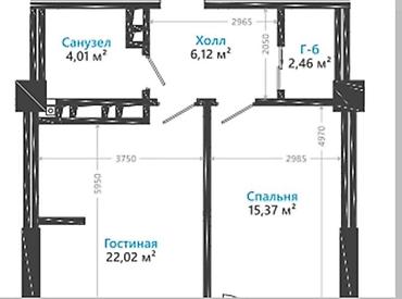 жк нурзаман сити: 1 комната, 53 м², Элитка, 7 этаж, ПСО (под самоотделку) — 2