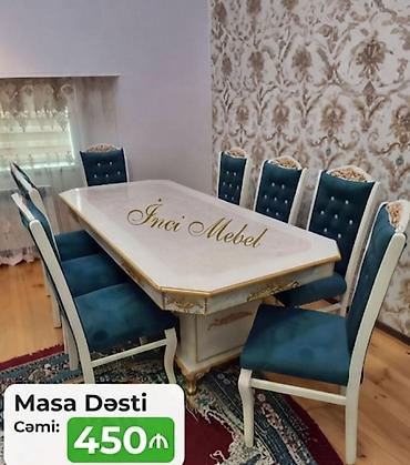 kreslo tek: Qonaq otağı üçün, Yeni, Açılmayan, Dördbucaq masa, 6 stul — 1