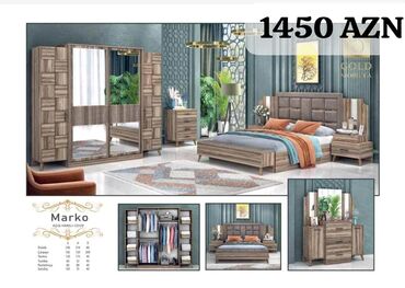 Yataq otağı dəstləri: İkinəfərlik çarpayı, Dolab, Termo, 2 tumba, Azərbaycan, Yeni — 12