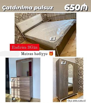 Yataq otağı dəsti - Qiymət: 650₼ - Çatdırılma pulsuz - Endirim 3 gün