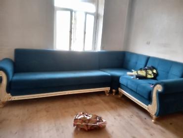 acar nabor: Künc divan dəsti – mavi rəng, klassik üslub - L‑şəkilli dizayn: geniş — 1