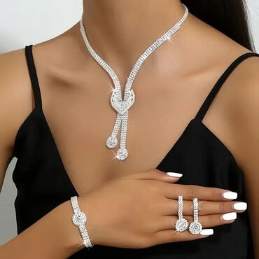 Setovi nakita: Set: Minđuše, Narukvica, Ogrlica, Materijal: Hirurški čelik — 15