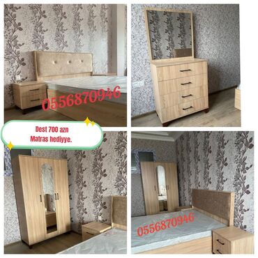 Yataq otağı dəstləri: İkinəfərlik çarpayı, Termo, Dolab, 2 tumba, Azərbaycan, Yeni — 14