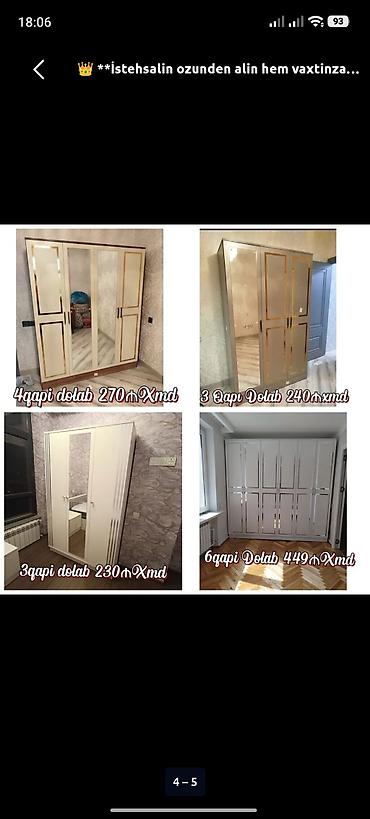 kitab skafi: Yeni, 4 qapılı, Güzgülü, Bej, Açılan, Düz dolab — 1
