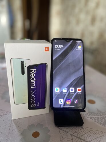 redmi note 8: Xiaomi Redmi Note 8 Pro, 128 GB, rəng - Ağ, 
 Sənədlərlə, Barmaq izi, Face ID