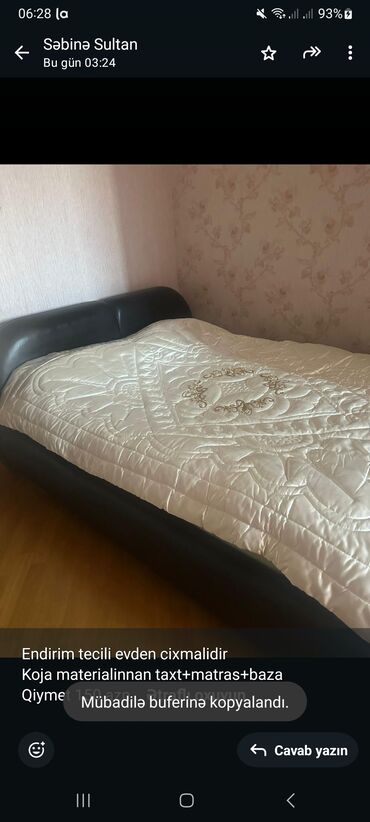 Divan və kreslo dəstləri: Endirim tecili evden cixmalidir Koja materialinnan taxt+matras+baza