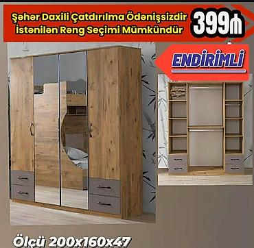 Paltar dolabı – güzgülü, çox bölməli model - Ölçü: H200 x U160 x D47
