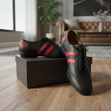 Кроссовки и спортивная обувь: Кроссовки из натуральной кожи 
с перфорацией ( отверстия сбоку) — 1