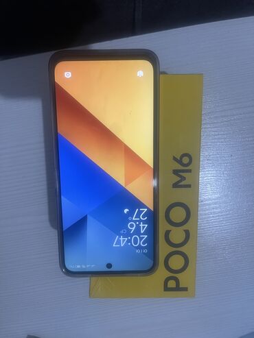 обмен на poco m3: Poco M6, Колдонулган, 256 ГБ, түсү - Күмүш, 2 SIM