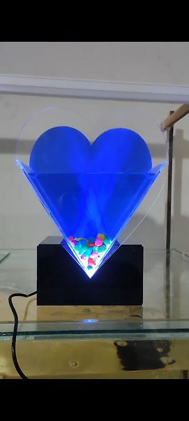 qebr daslari: Məhsul: LED işıqlı ürək formalı mini akvarium - Dizayn: Ürək silueti — 4