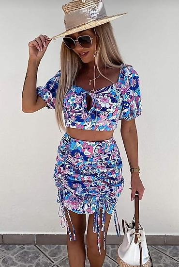 mango cizme: Top ženski set – crop top i mini suknja s cvetnim printom 1900 din S M — 9